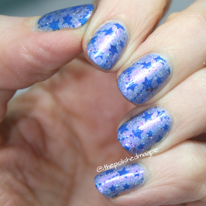 Mani using Born Pretty Store BP-L056, starry sky stamper & dark blue stamping polish